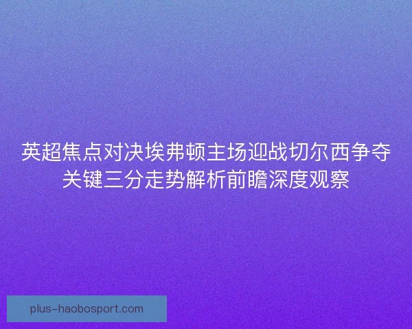英超焦点对决埃弗顿主场迎战切尔西争夺关键三分走势解析前瞻深度观察